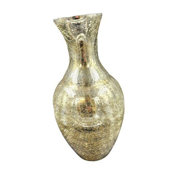 Gold Mirrored backed crackle floral Vase. Mid Century Modern Decor Home Decor Ce - Picture 7 of 8